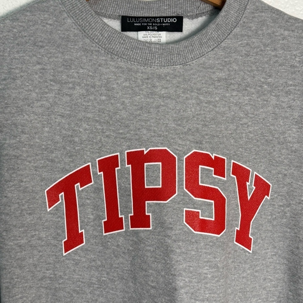 NWT lulusimonstudio Tipsy Oversized Fleece Sweatshirt Size XS/S Gray Cozy Comfy - Picture 3 of 5